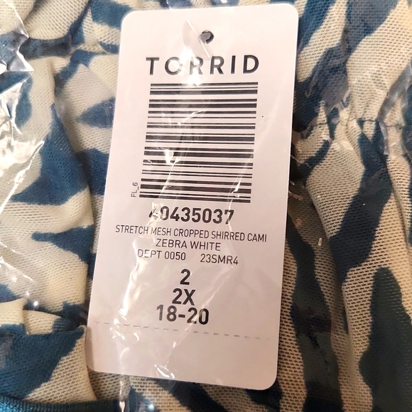 ❤️NWT VINTAGE TORRID CAMI - ZEBRA PRINT - WASHABLE MESH SHIRRED CROP - PLUS SIZE - Picture 10 of 16